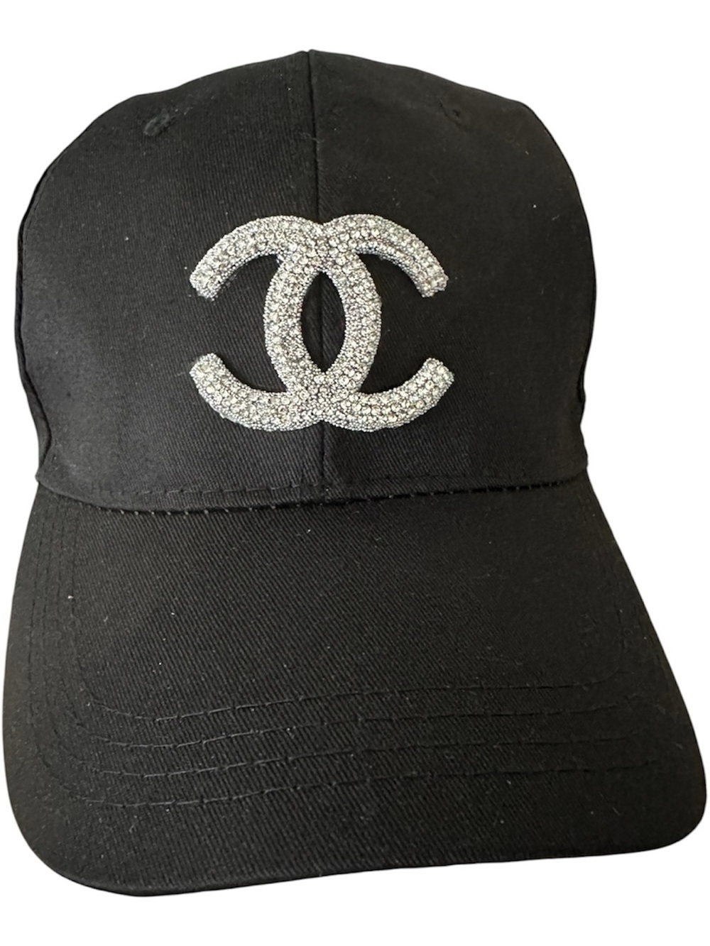 Black baseball ladies cap with crystal CC logo - Picture 6 of 7
